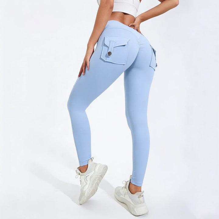 Women's Nylon Yoga Pants with Butt Pocket, Breathable Sports Leggings