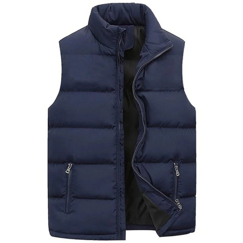 Men's Warm Waterproof Sleeveless Vest Jacket for Winter and Autumn