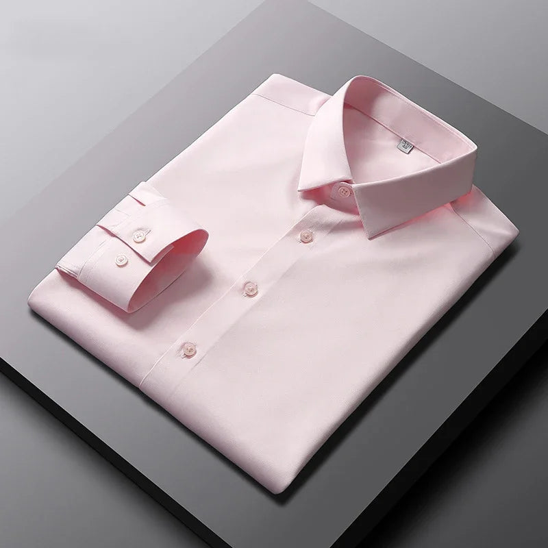 Men's Casual Solid Color Long Sleeve No-Iron Work Shirt