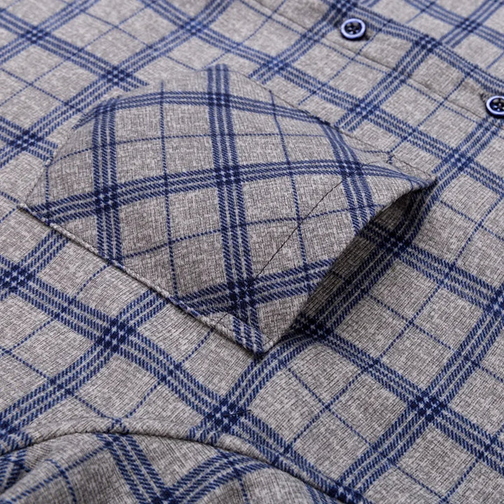 Men's Thick Fleece Long Sleeve Plaid Shirt for Autumn Winter Wear