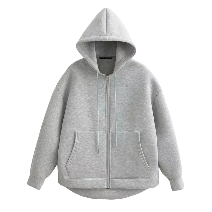 Women's Casual Hooded Jacket Oversized Zipper Sweatshirt Coat