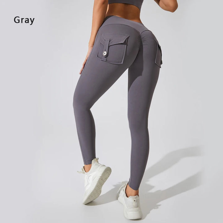 Women's Nylon Yoga Pants with Butt Pocket, Breathable Sports Leggings