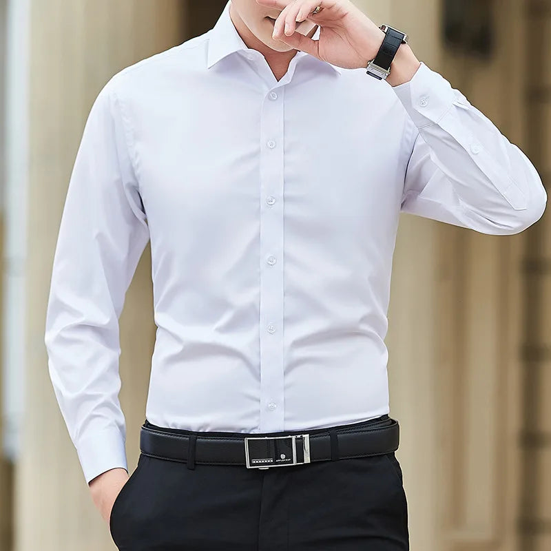 Men's Solid Color Plus Size Casual Long Sleeve Work Shirt