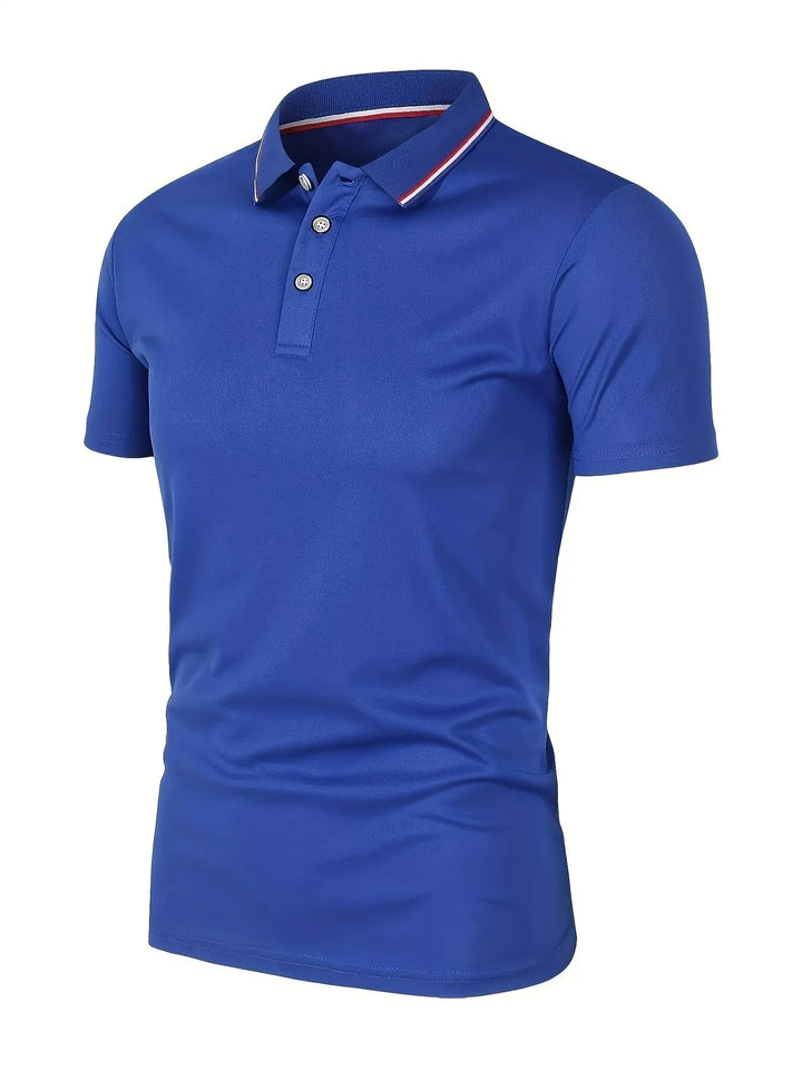 Men's Casual Breathable Solid Color Short Sleeve Polo Shirt