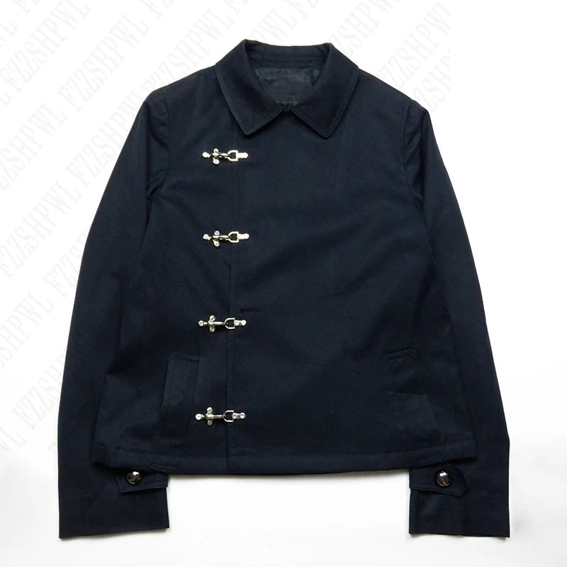 Women's Retro Y2K High Street Button Solid Color Hoodie Jacket