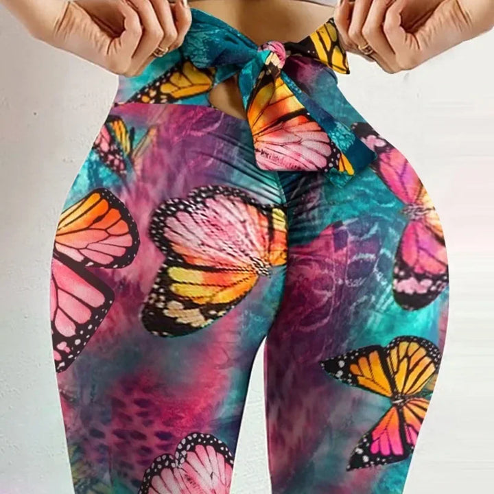 Women's High Waist Butterfly Printed Yoga Leggings for Fitness