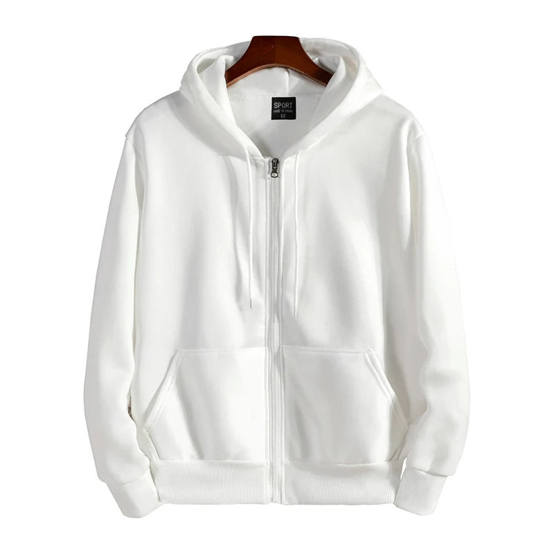 Men's Casual Long Sleeve Zipper Hoodie for Autumn Winter Wear