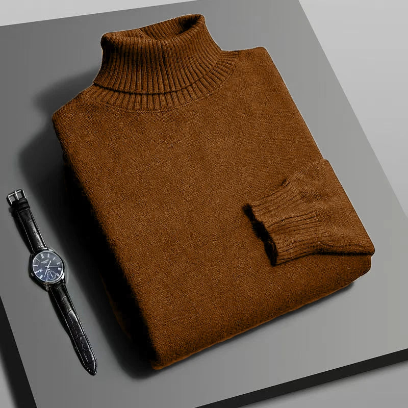Men's High-Quality Knitted Turtleneck Sweater Slim Fit Long Sleeve