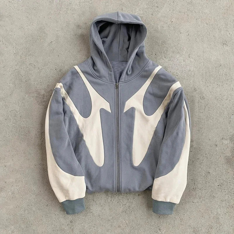 Women's Devil Pattern Printed Hoodie - Y2K Casual Zipper Sweatshirt