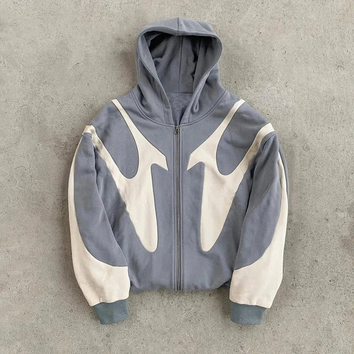 Women's Devil Pattern Printed Hoodie - Y2K Casual Zipper Sweatshirt