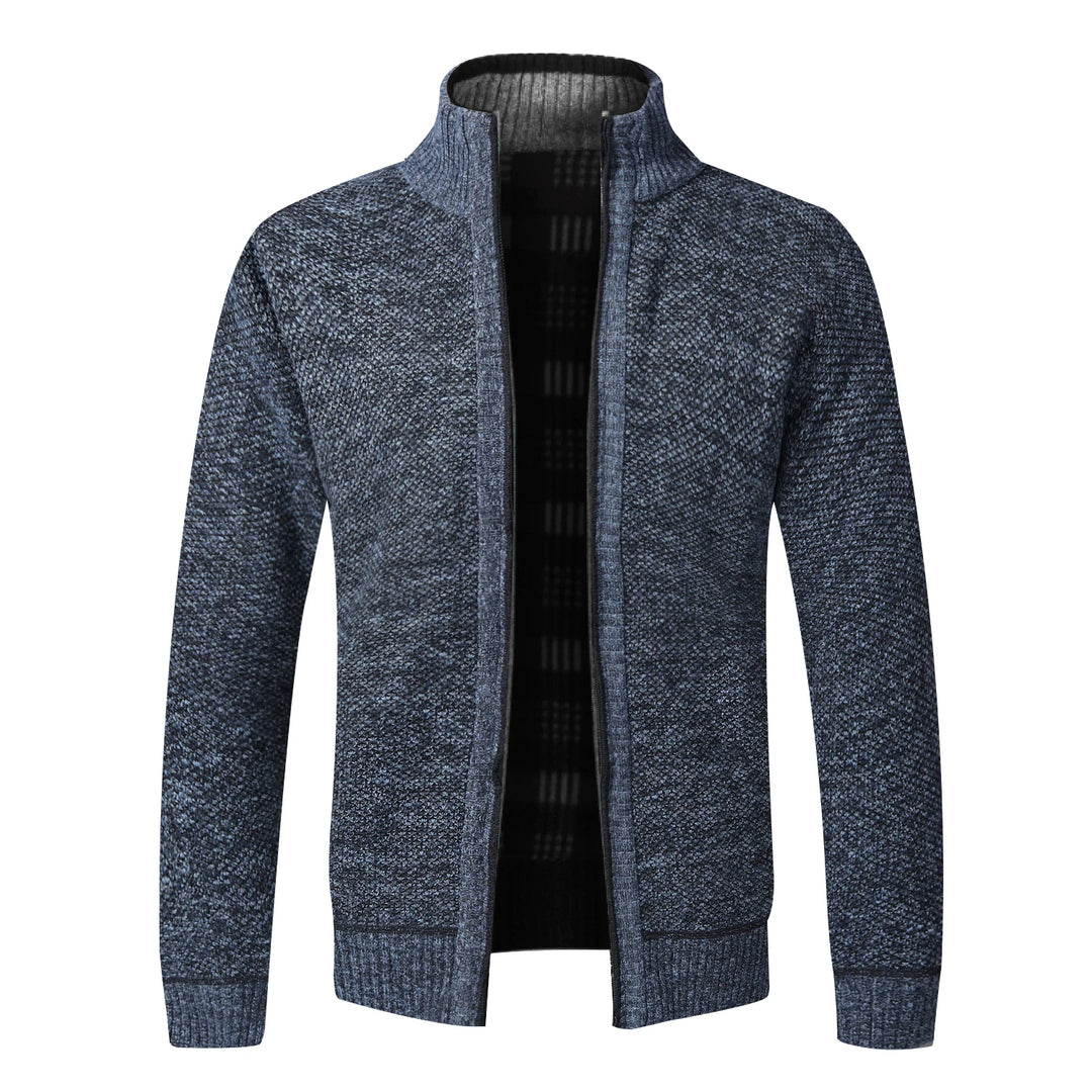 Men's Warm Fleece Cardigan Full Zip Slim Fit Knitted Sweater