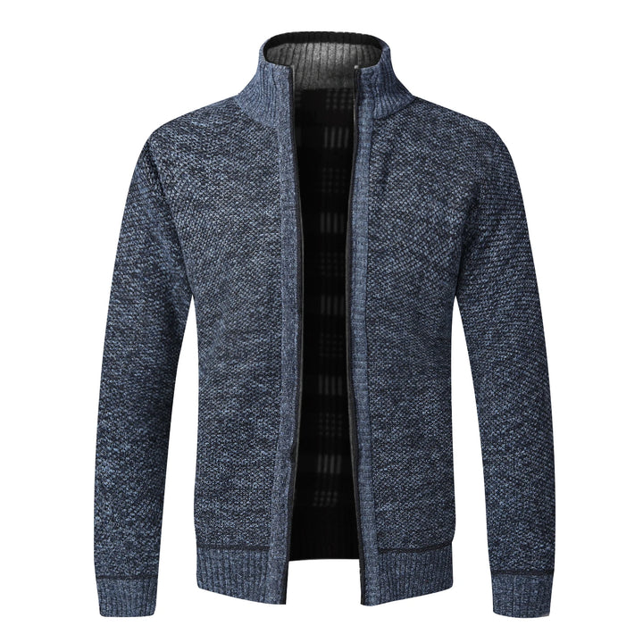 Men's Warm Fleece Cardigan Full Zip Slim Fit Knitted Sweater