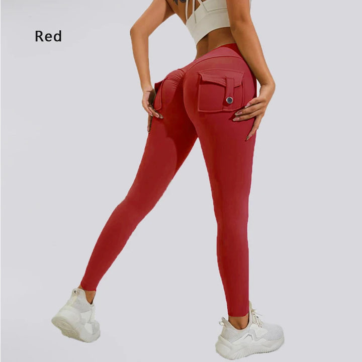 Women's Nylon Yoga Pants with Butt Pocket, Breathable Sports Leggings