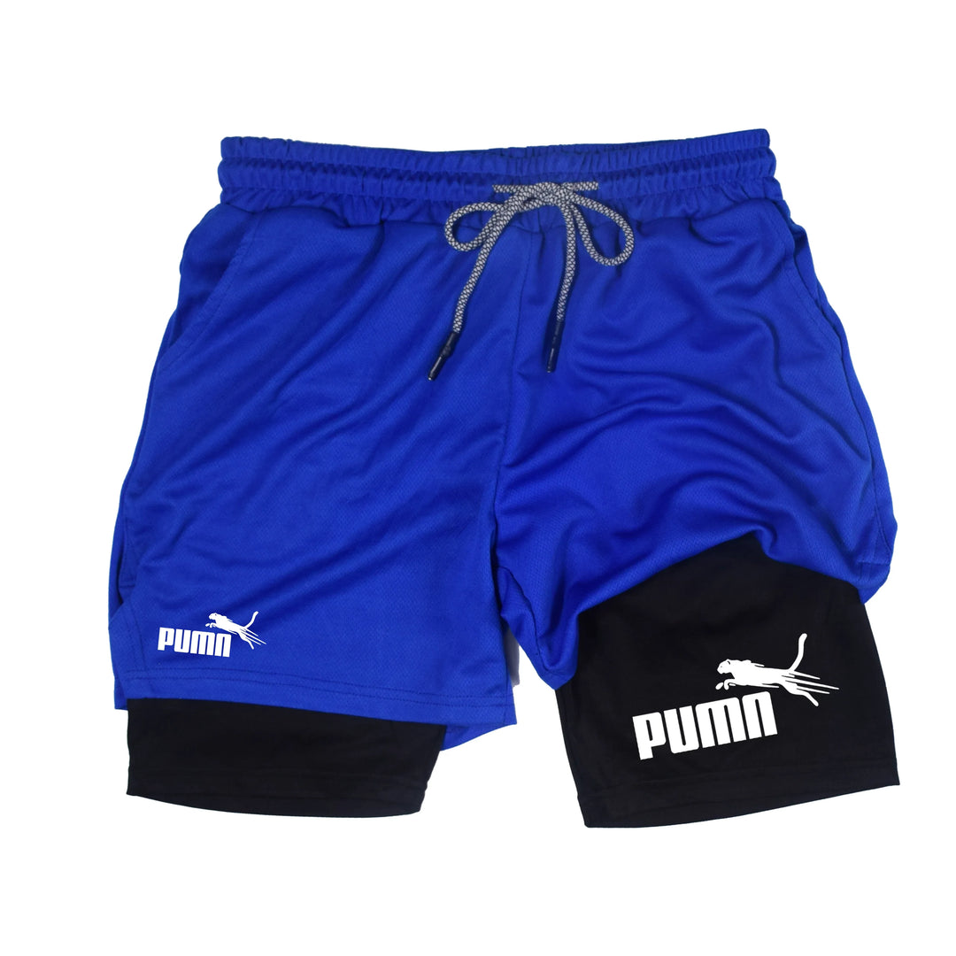 Men's Summer Breathable Two in One Compression Shorts Quick Drying M-3XL