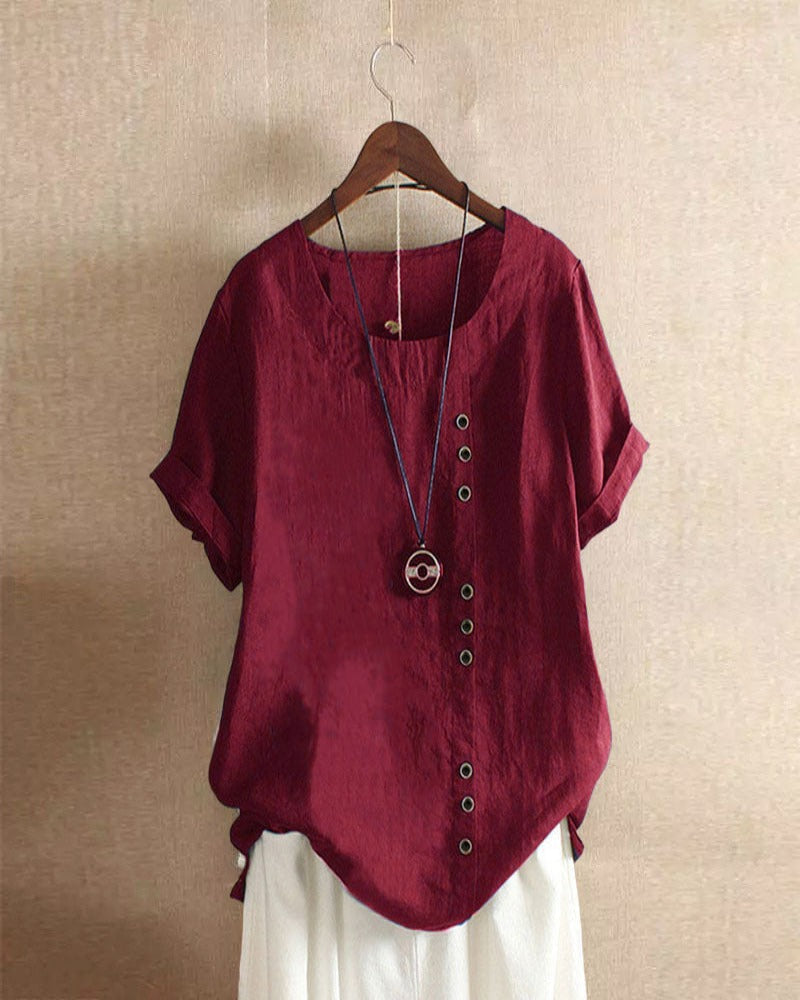 Mindy | Women's Short-Sleeved Button-Front Blouse