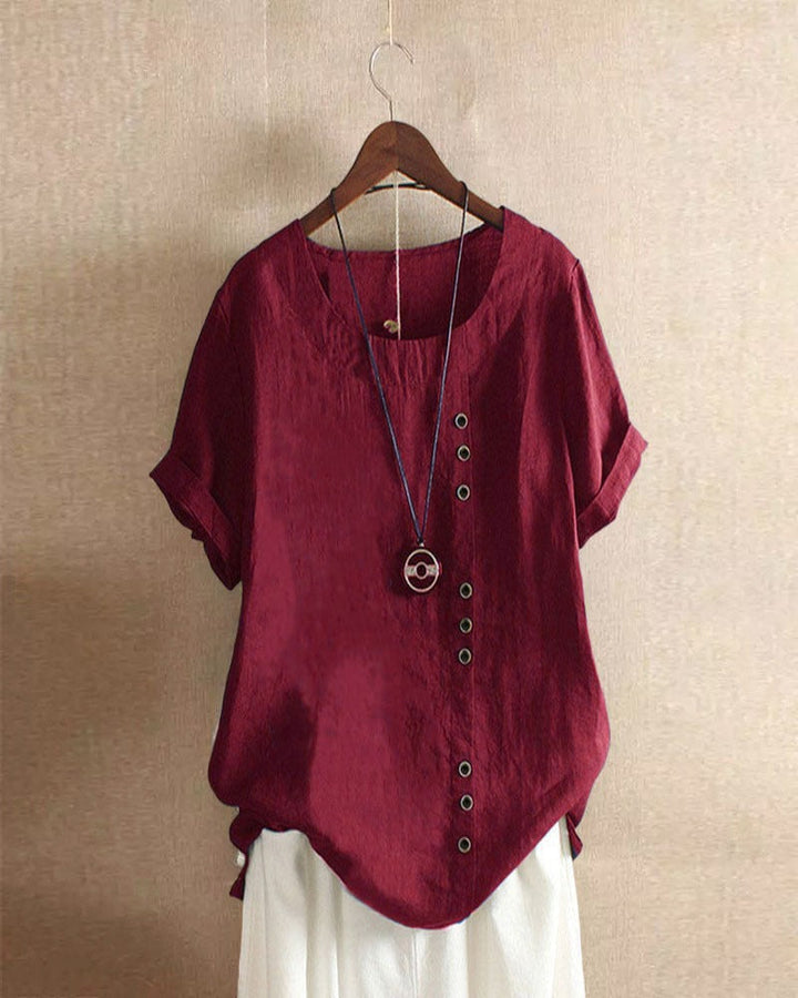 Mindy | Women's Short-Sleeved Button-Front Blouse