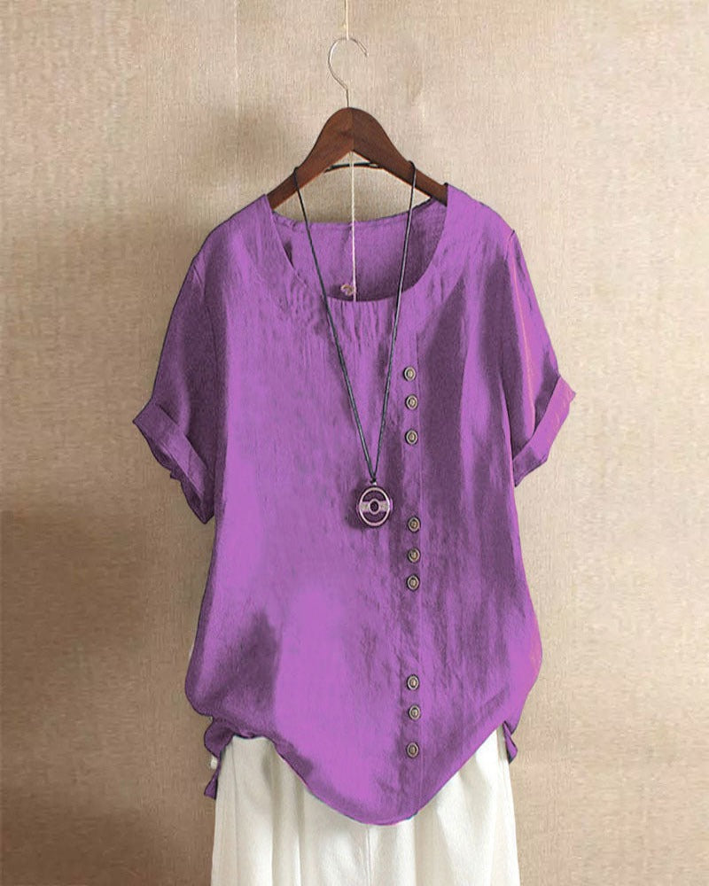 Mindy | Women's Short-Sleeved Button-Front Blouse