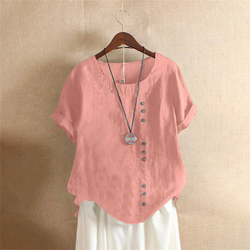 Mindy | Women's Short-Sleeved Button-Front Blouse