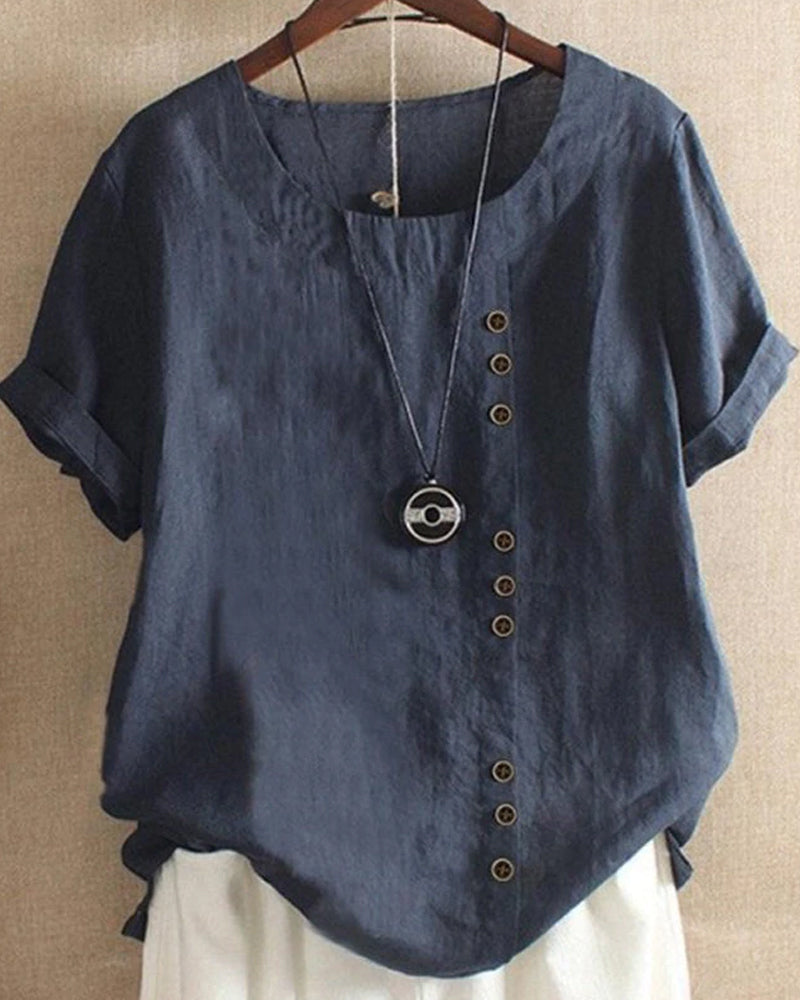 Mindy | Women's Short-Sleeved Button-Front Blouse