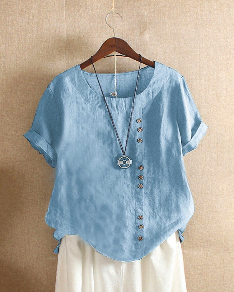 Mindy | Women's Short-Sleeved Button-Front Blouse