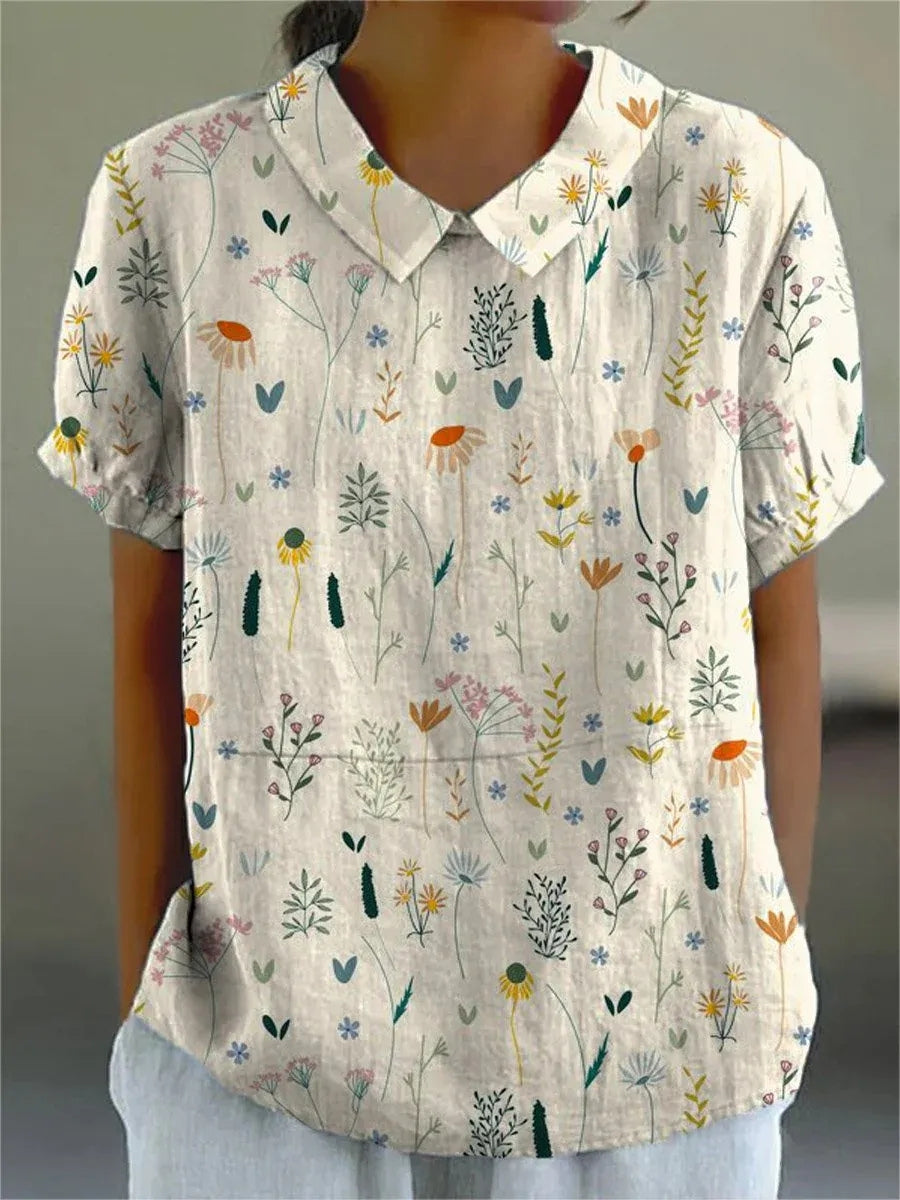 Mable | Women's Short-Sleeve Wildflower Print Blouse