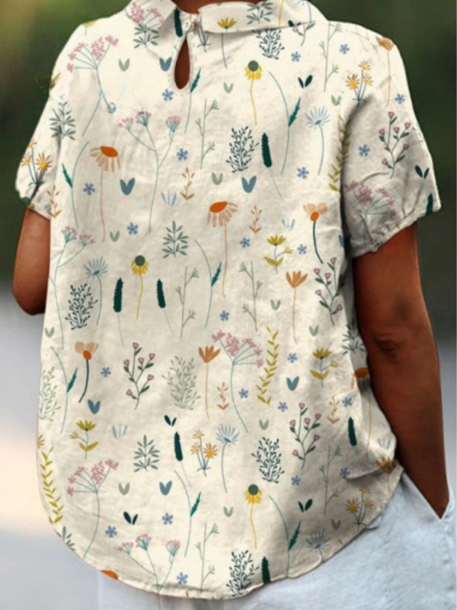Mable | Women's Short-Sleeve Wildflower Print Blouse