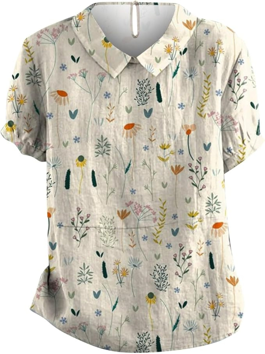 Mable | Women's Short-Sleeve Wildflower Print Blouse