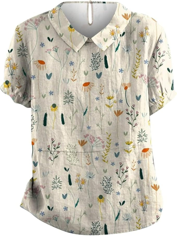 Mable | Women's Short-Sleeve Wildflower Print Blouse