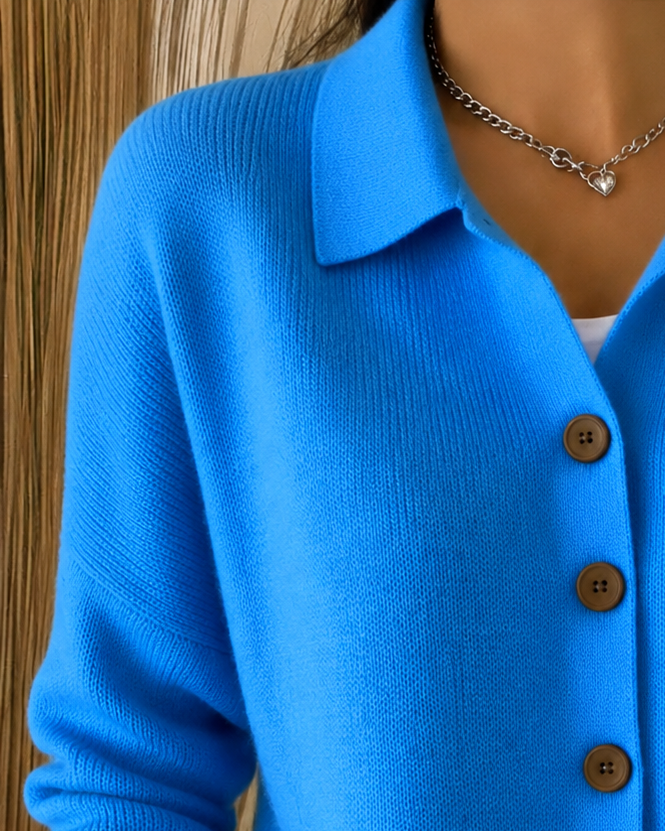 Women's Elegant Button Collar Knit Cardigan