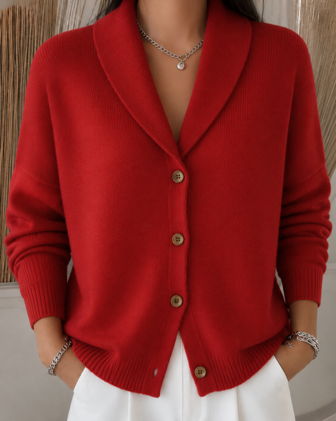 Women's Elegant Button Collar Knit Cardigan