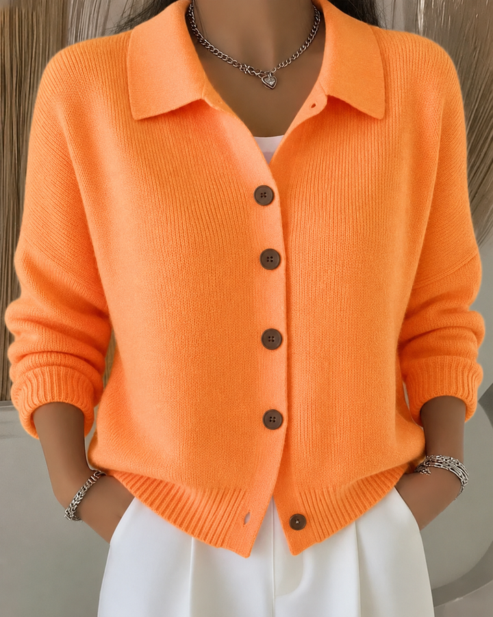 Women's Elegant Button Collar Knit Cardigan