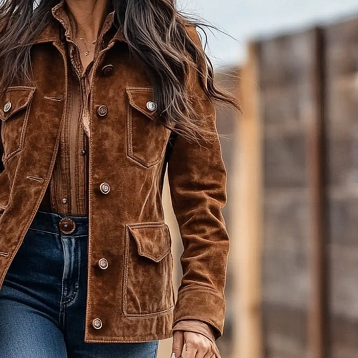 Women's Western Button-Front Suede Jacket