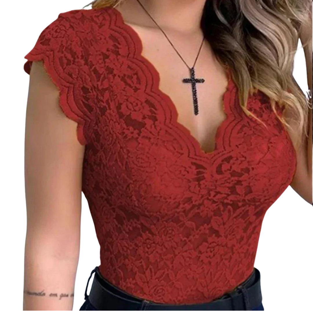 Sophia | Women's Slim-Fit Sleeveless Lace Top with Crystals