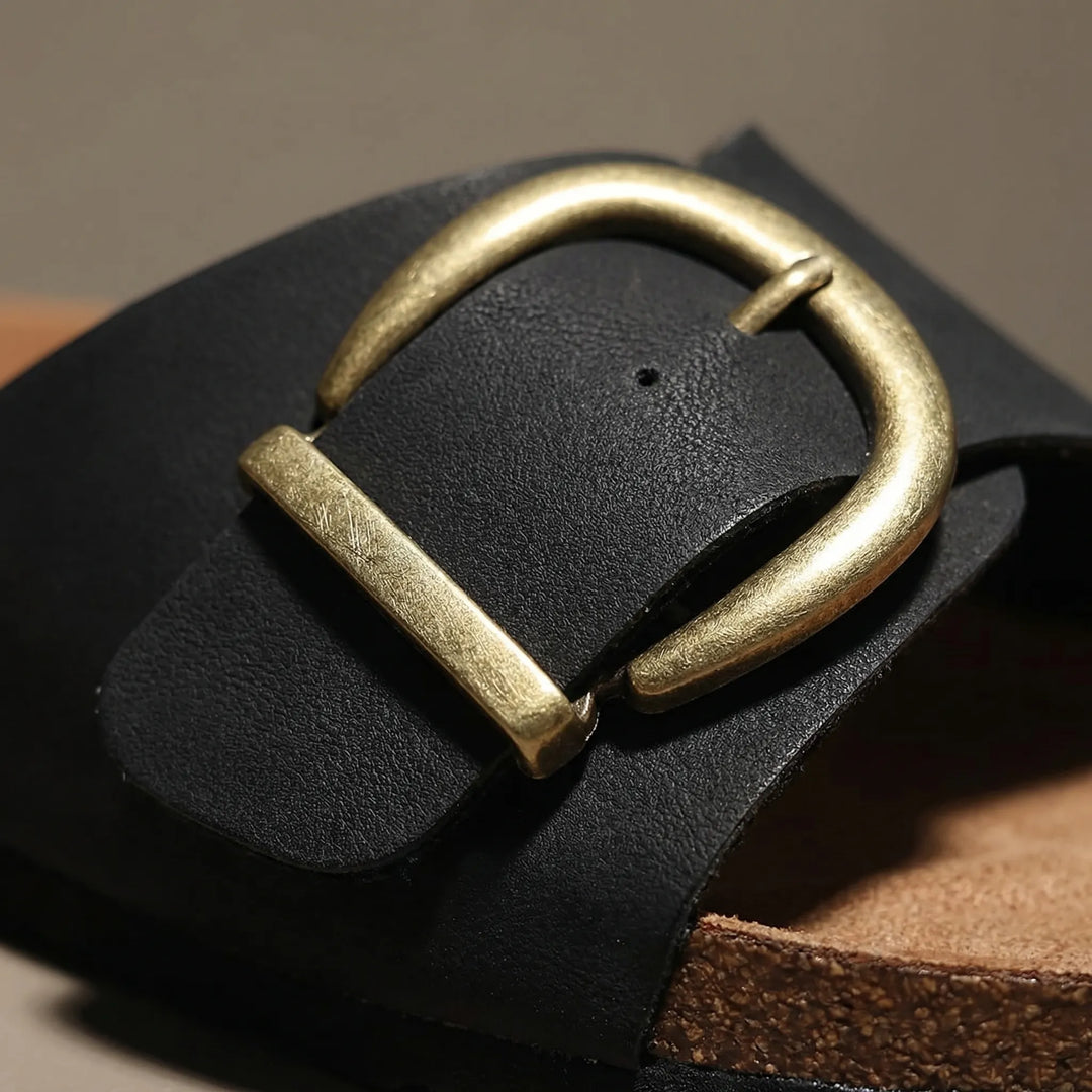 Dianne | Women's Slip-On Flat Sandal with Buckle Strap