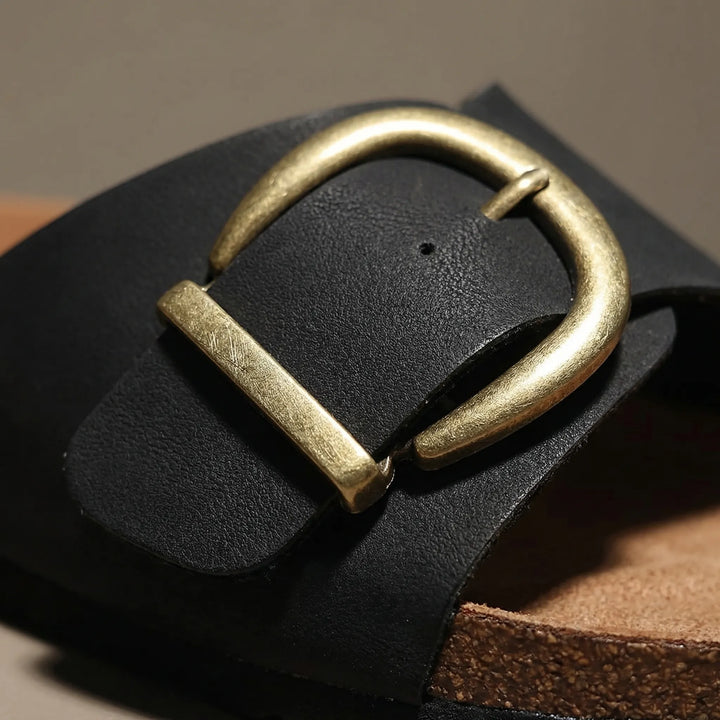 Dianne | Women's Slip-On Flat Sandal with Buckle Strap