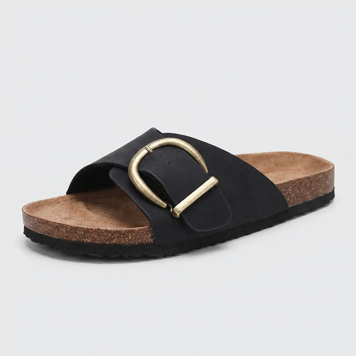 Dianne | Women's Slip-On Flat Sandal with Buckle Strap