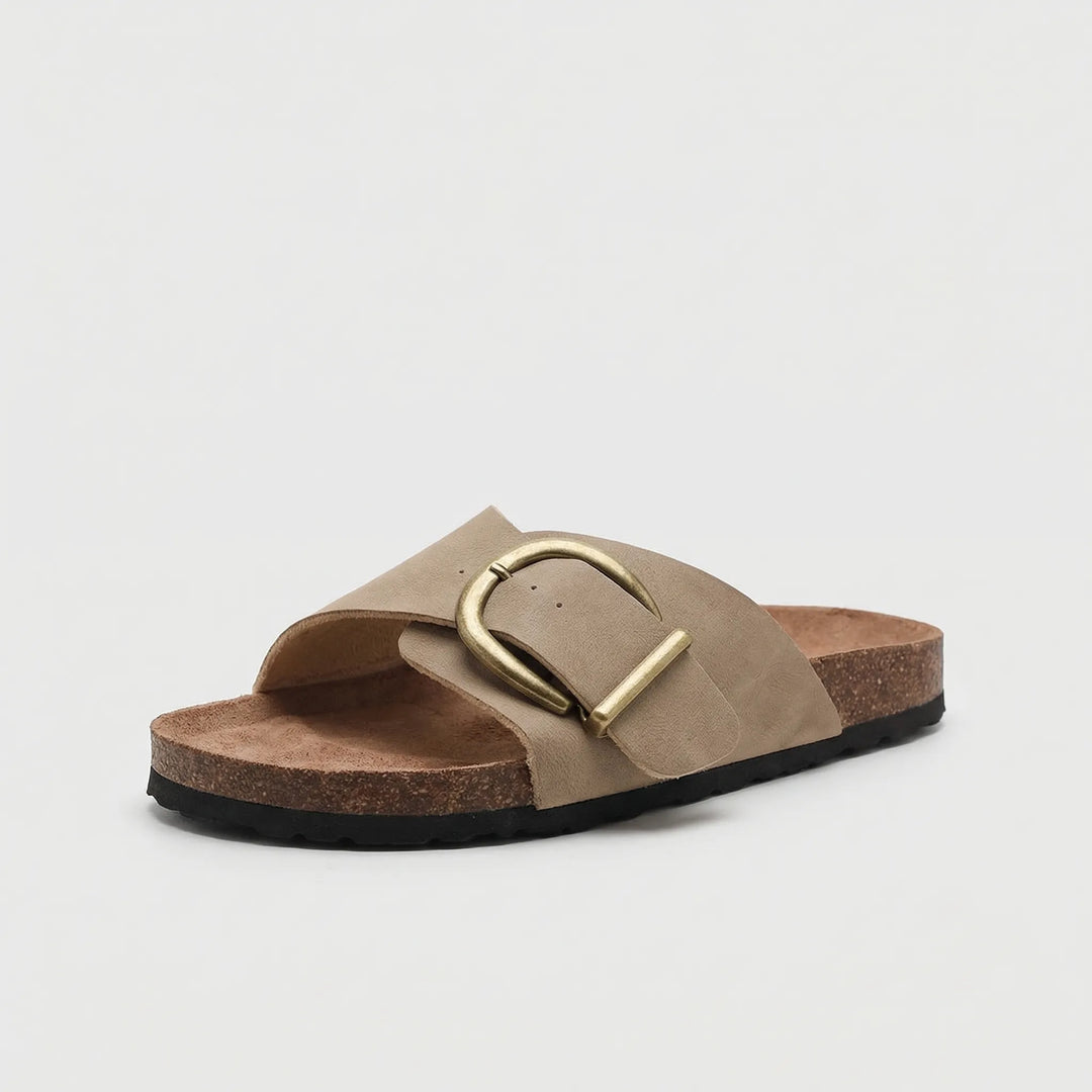 Dianne | Women's Slip-On Flat Sandal with Buckle Strap