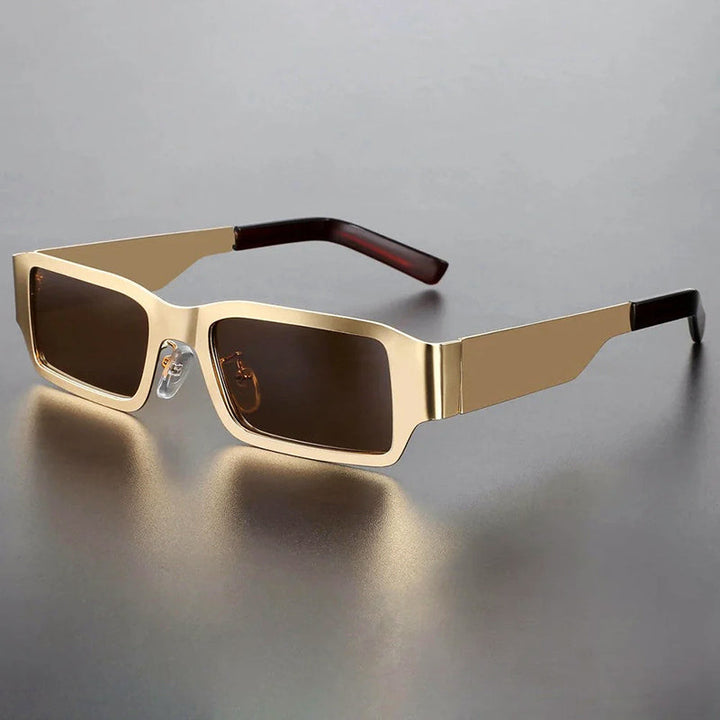 Women's Geometric Metal Frame Sunglasses for Stylish Protection