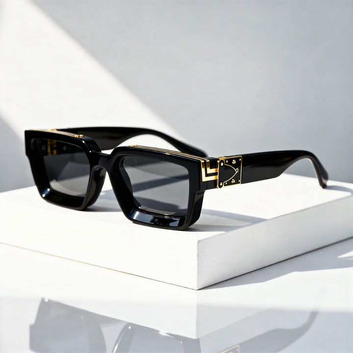 Men's Geometric Thick Frame Rectangle Sunglasses for Stylish Look