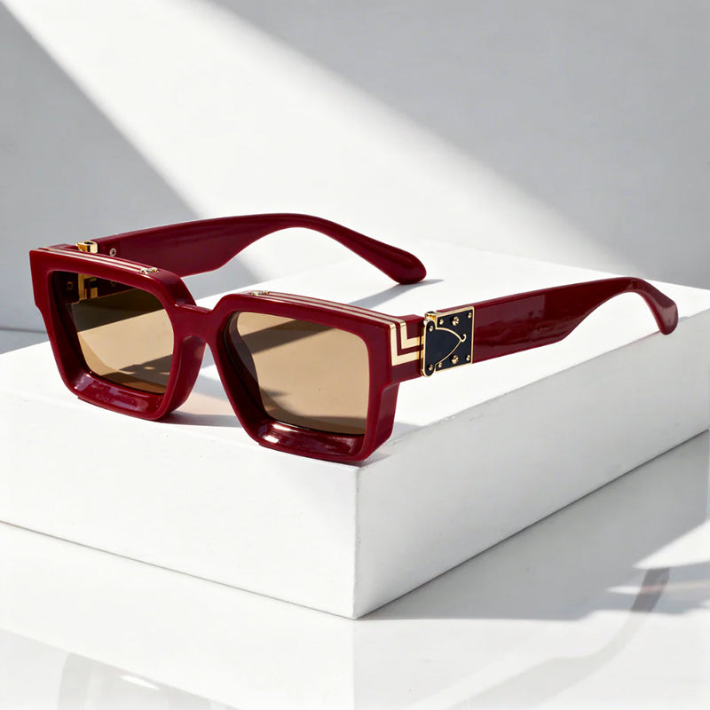 Men's Geometric Thick Frame Rectangle Sunglasses for Stylish Look