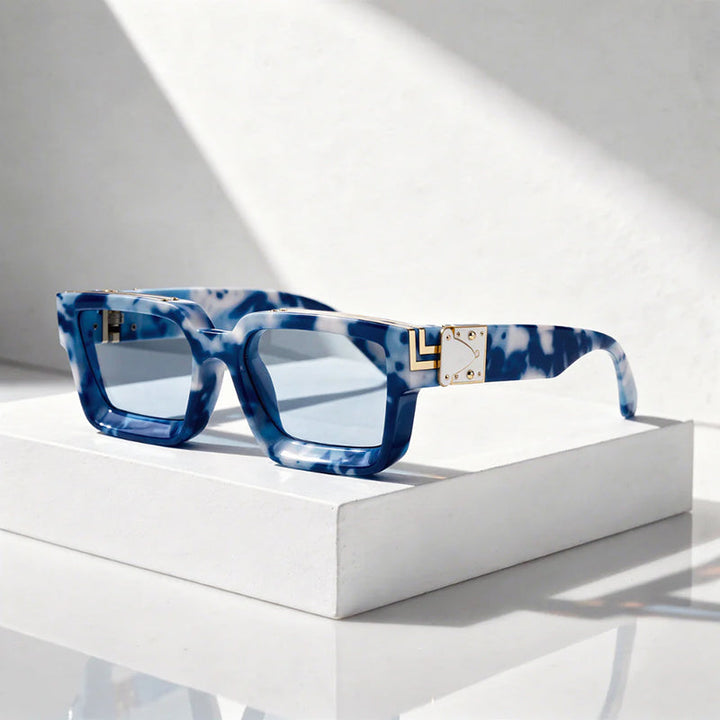 Men's Geometric Thick Frame Rectangle Sunglasses for Stylish Look