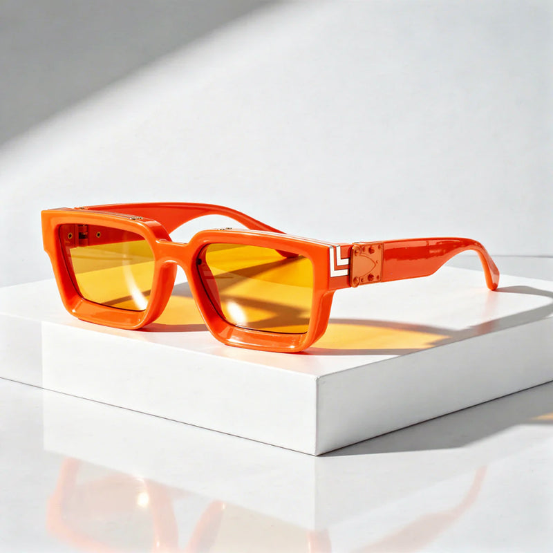 Men's Geometric Thick Frame Rectangle Sunglasses for Stylish Look