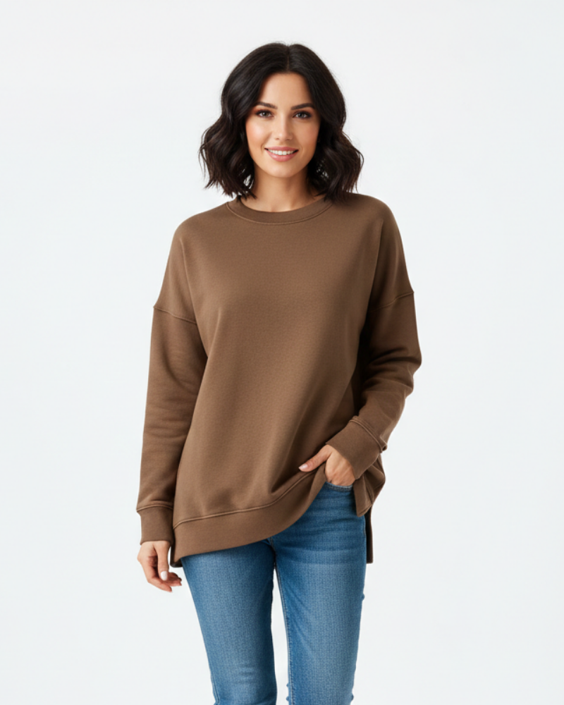 Women's Relaxed Crewneck Sweatshirt with Visible Seams