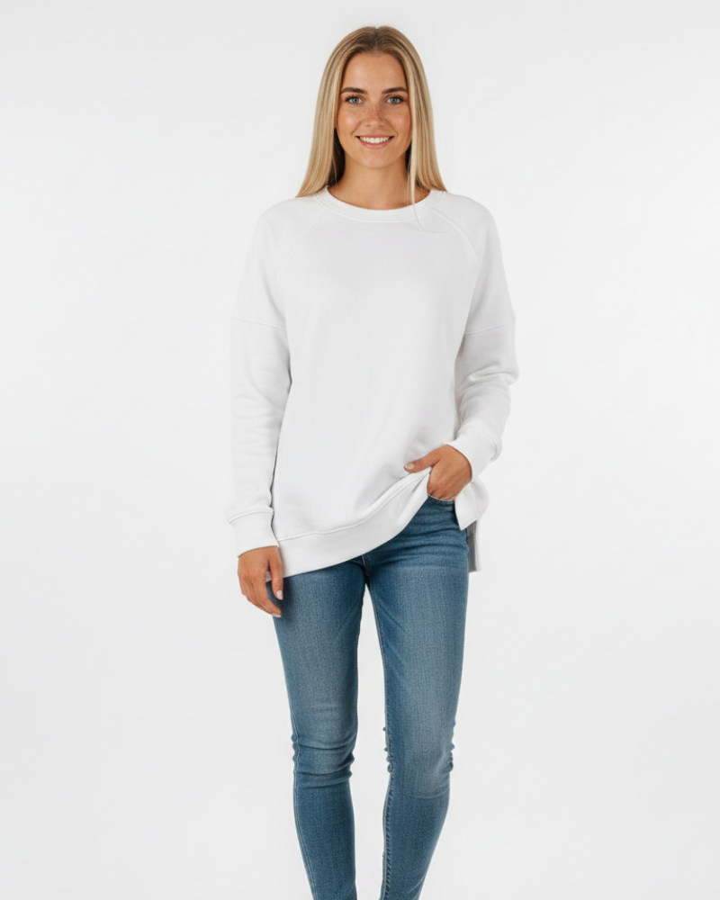 Women's Relaxed Crewneck Sweatshirt with Visible Seams