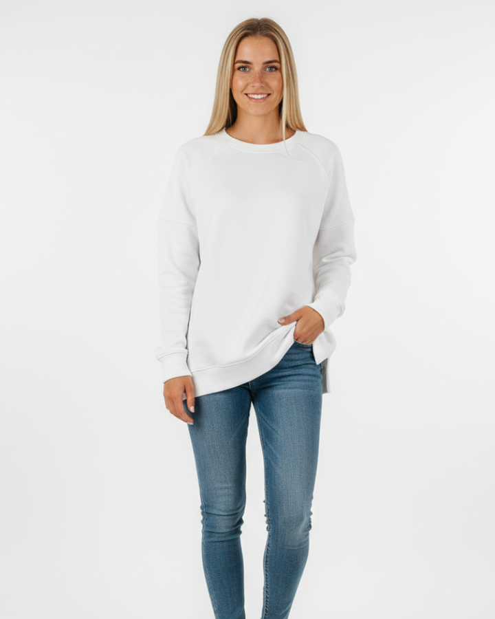 Women's Relaxed Crewneck Sweatshirt with Visible Seams