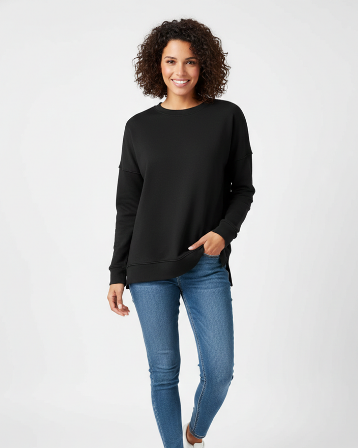 Women's Relaxed Crewneck Sweatshirt with Visible Seams