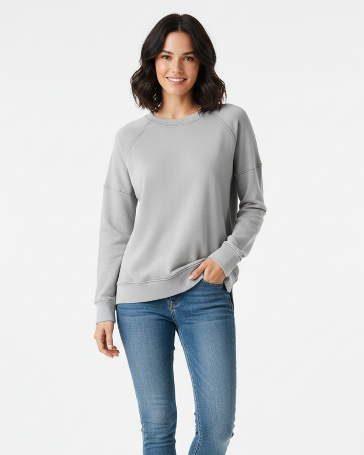 Women's Relaxed Crewneck Sweatshirt with Visible Seams