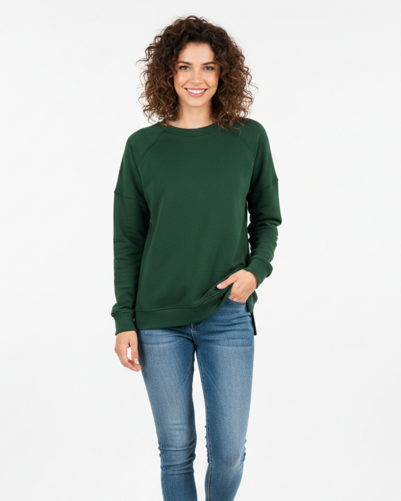 Women's Relaxed Crewneck Sweatshirt with Visible Seams