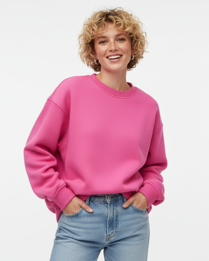 Women's Oversized Crewneck Sweatshirt with Ribbed Details