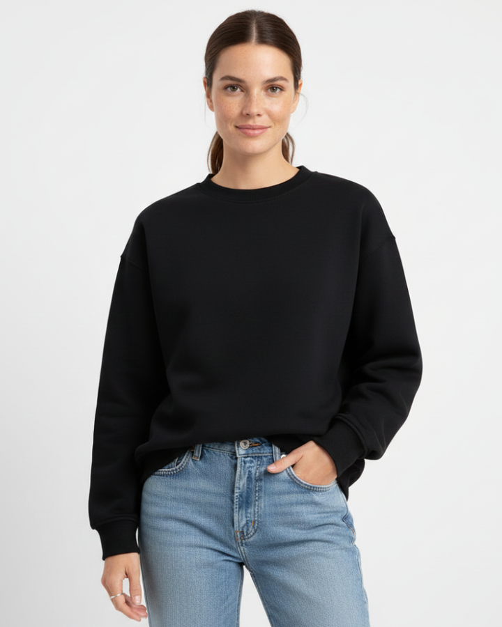 Women's Oversized Crewneck Sweatshirt with Ribbed Details